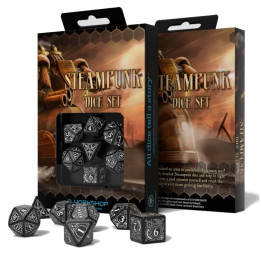 Acheter Set de 7 Dés - Steampunk - Noir et Blanc - Ludifolie