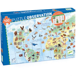 Acheter Puzzle Observation - Animaux du Monde - 100 Pièces - Djeco