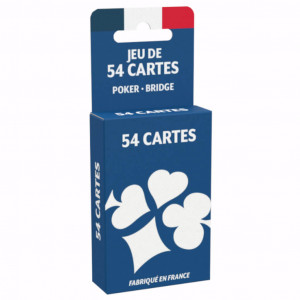 Jeu de 54 Cartes Dos Bleu - Boite Plastique - La Ducale - BCD
