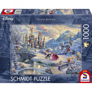 Puzzle Disney Kinkade - La Belle et la Bête - Enchantement Hivernal - 1000 pièces