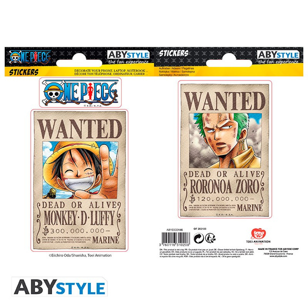 Acheter One Piece - Stickers Wanted Luffy/Zoro - Abystyle - Ludifolie