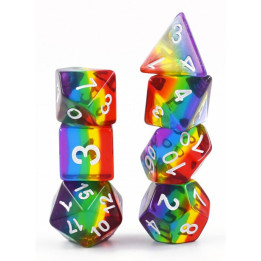 Set de 7 Dés - Arc-en-ciel Transparent (HDTL-06)