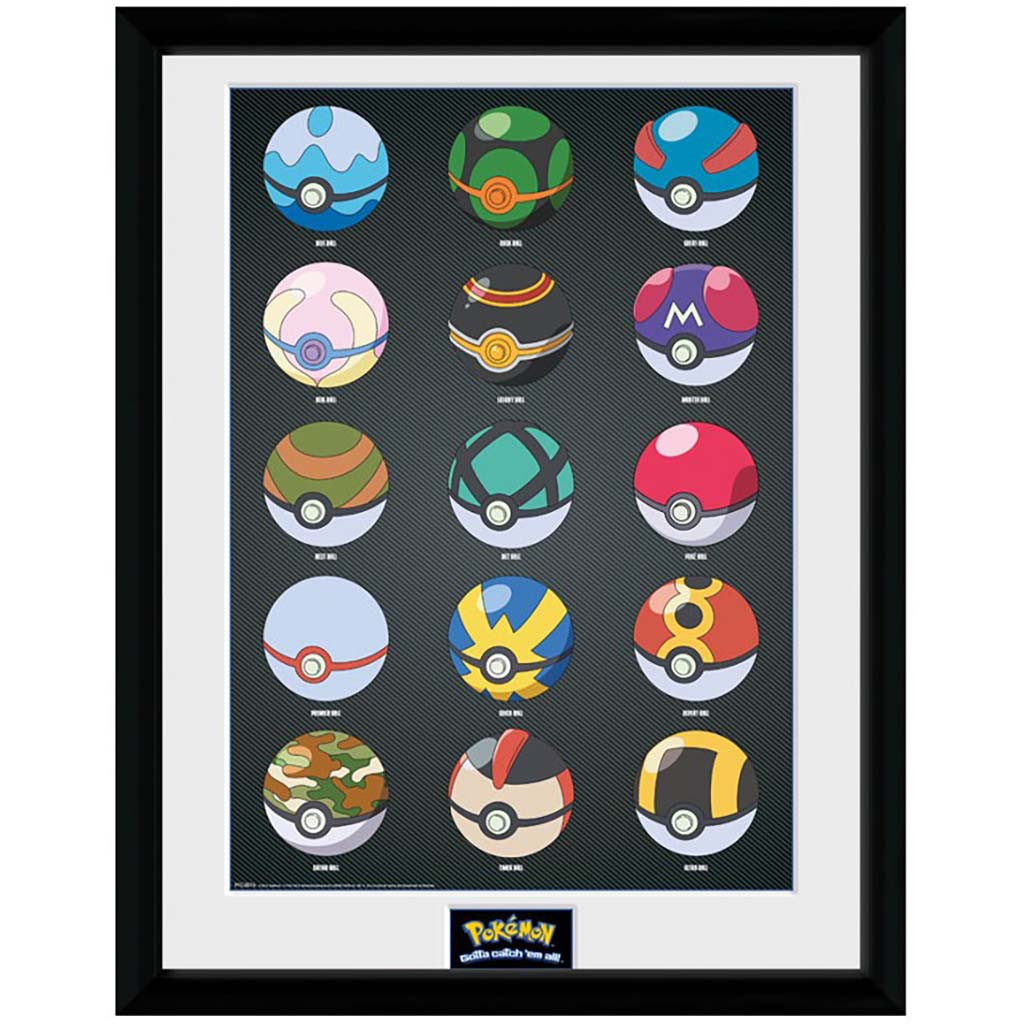 Pokémon - Poster Encadré Pokéballs