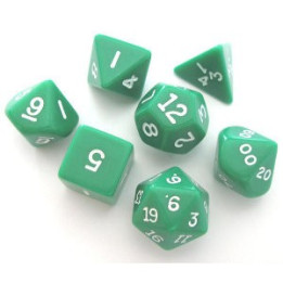 Acheter Set de 7 Dés Opaque - Vert / Blanc (Chessex 25405)