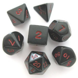 Set de 7 Dés - Opaque - Noir / Rouge (Chessex 25418)