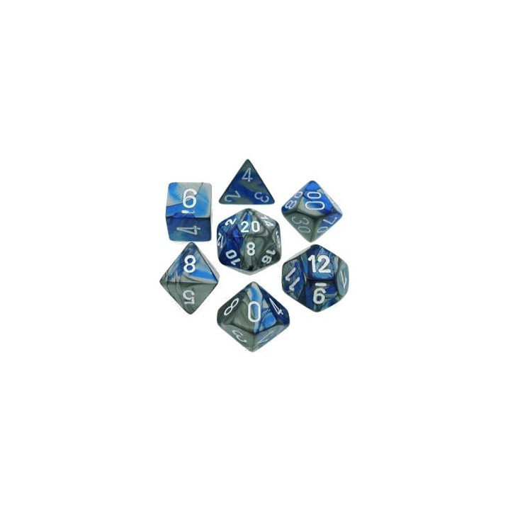 Set de 7 Dés - Gemini Bleu et Acier (Chessex 26423)