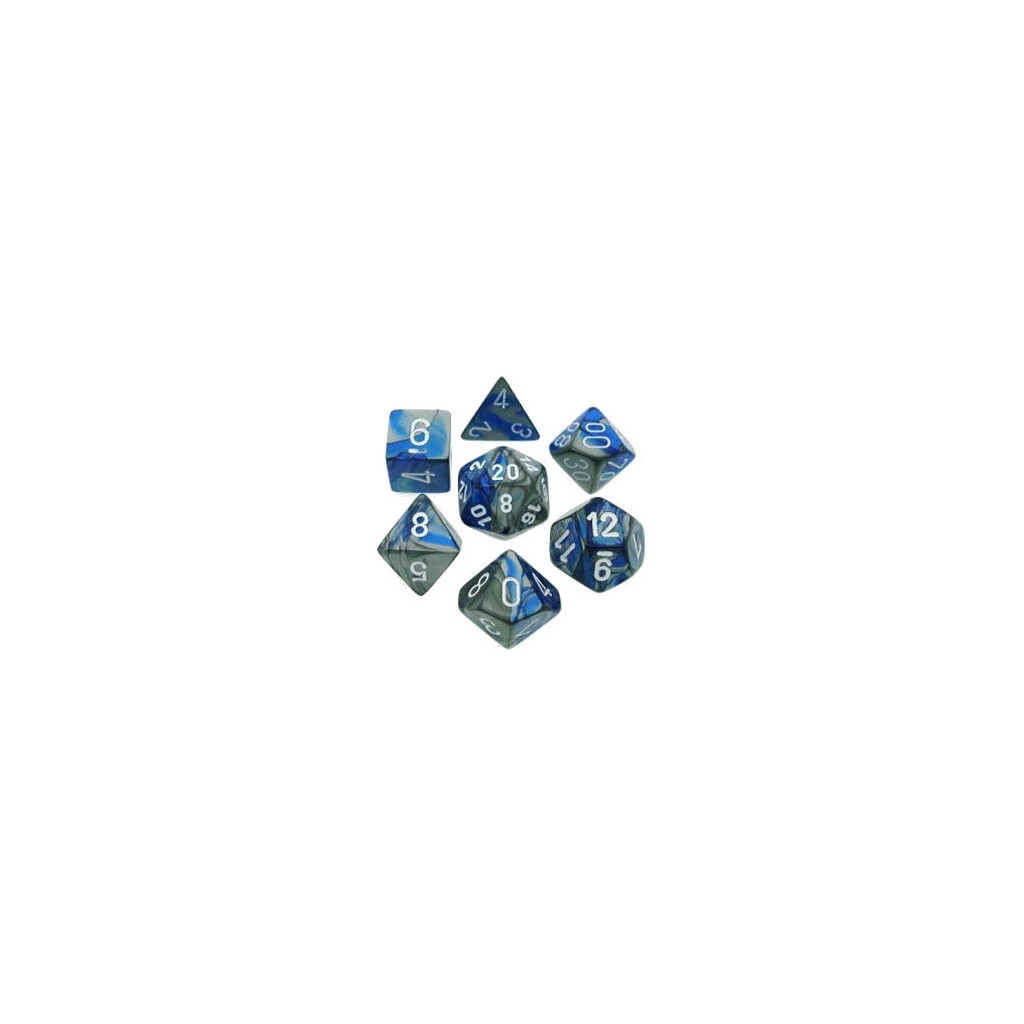Set de 7 Dés - Gemini Bleu et Acier (Chessex 26423)
