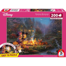 Puzzle Kinkade - Mickey & Minnie - Feu de Camp Romantique - 200 Pièces