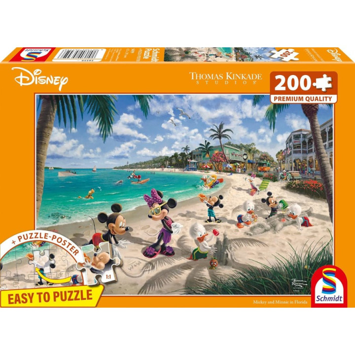 Puzzle Kinkade - Mickey & Minnie - En Floride - 200 Pièces