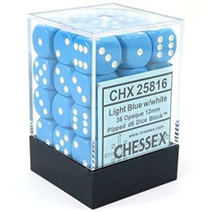 Set de 36 Dés 6 - Light Bleu/Blanc (Chessex 25816)