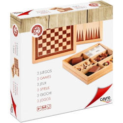 Échecs, Dames Et Backgammon en Bois 30x30 cm (Cayro)