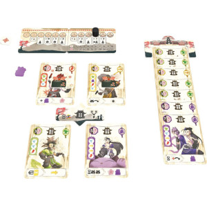 Dos de la boîte du jeu Arigato - aperçu du matériel et des règles
