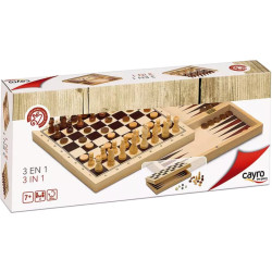 Échecs, Dames Et Backgammon en Bois Pliable (Cayro)