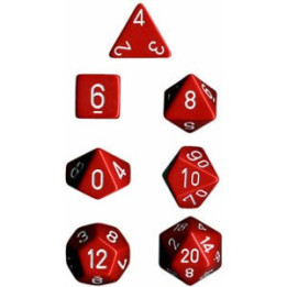 Acheter Set de 7 Dés - Opaque - Rouge / Blanc (Chessex 25404)