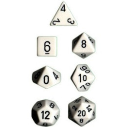 Acheter Set de 7 Dés Opaque - Blanc Noir Chessex 25401 - Ludifolie