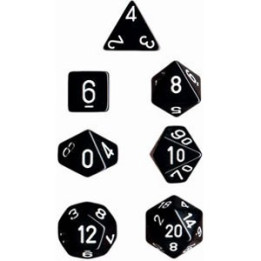 Set de 7 Dés - Opaque - Noir / Blanc (Chessex 25408)