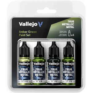 Boite de Vallejo - True Metallic Metal : Amber Green Set