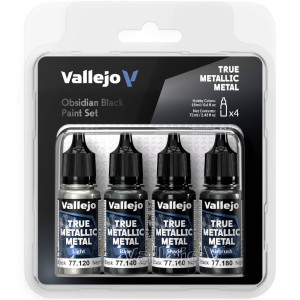 Boite de Vallejo - True Metallic Metal : Obsidian Black Set