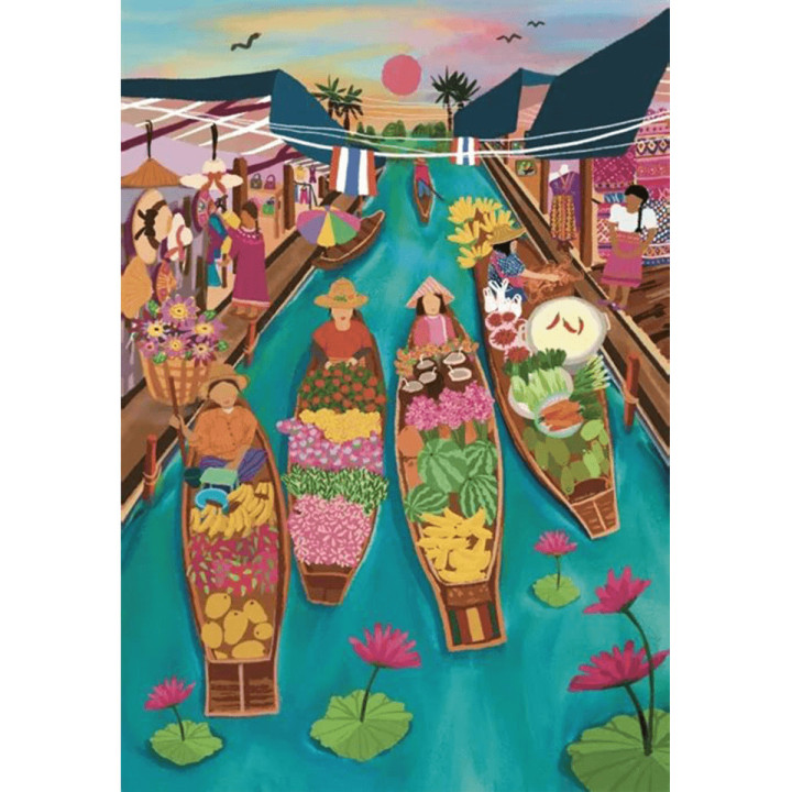 Puzzle Marché Flottant En Thaïlande - 1000 Pièces